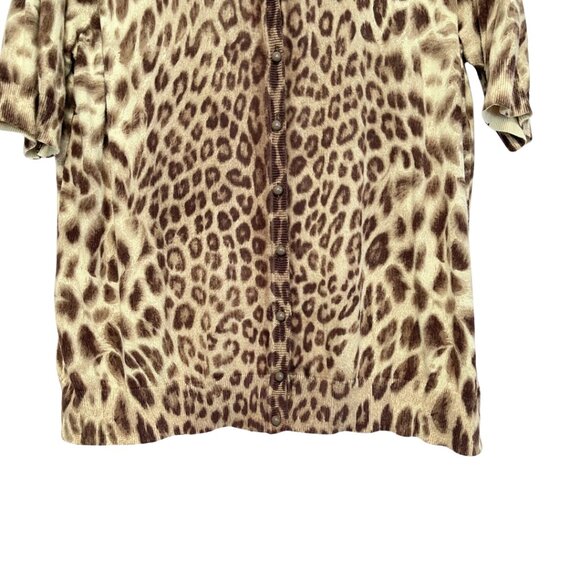 Talbots Leopard Print Sweater Womens Size 1X Brown Knit Elbow Puff Sleeve Office - Picture 3 of 11